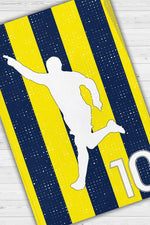 Efsane 10 Sarı Lacivert Renkli Futbol Halısı Fenerbahçe Severlere Tasarım Hediyelik Halı