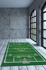 Formasyon 4-3-3 Yeşil Renkli Halı Futbol Sever Halısı Spor Severler İçin Tasarım Halı