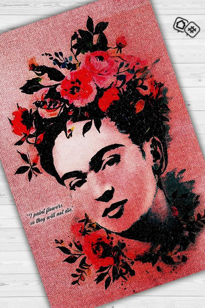 Frida'nın Çiçekleri Sanat Sever Halısı Çok Renkli Halı Tablo Temalı Halılar Sanat Halısı