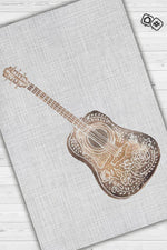 Gitar Beyaz Renkli Halı Gitar Desenli Halı Müzik Sever Salon Halısı Müzisyene Hediye Halı