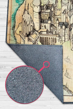 Hogwarts Haritası Bej Renk Harry Potter Halısı Çocuk Odası Halısı Bohem Tarzlı Film Halısı