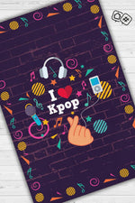 K-pop Dünyası Mor Renkli Müzik Sever Halısı Kpop Severe Hediyelik Genç Odası Halısı