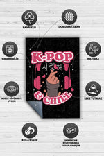 K-pop Rahatlığı Siyah Renkli Genç Odası Halısı Dokuma Kpop Sever Halı Modern Hediyelik Halı