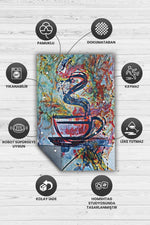 Kahve Tablosu Çok Renki Mutfak Halısı Kahve Fiğürlü Sanatsal Halı Modern Genç Odası Halısı