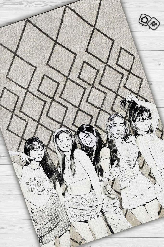 Le Sserafim Açık Renkli Halı Müzik Sever Halısı Kpop Figürlü Genç Odası Halısı Özel Halı