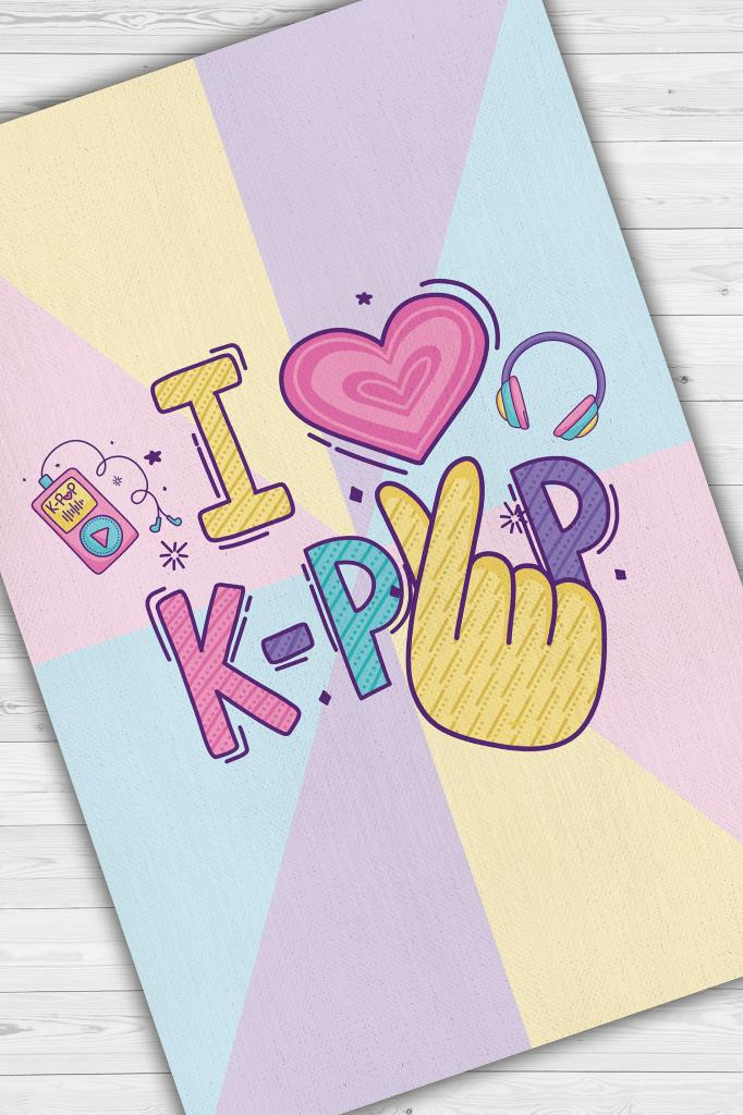 Renkli K-pop Çok Renkli Halı Modern Genç Odası Halısı Dokuma Tabanlı Kpop Sever Halısı