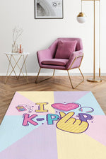 Renkli K-pop Çok Renkli Halı Modern Genç Odası Halısı Dokuma Tabanlı Kpop Sever Halısı